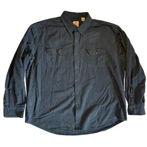 Timberlands Dark Gray Button Down Long Sleeve Men's 2XL 100% Cotton